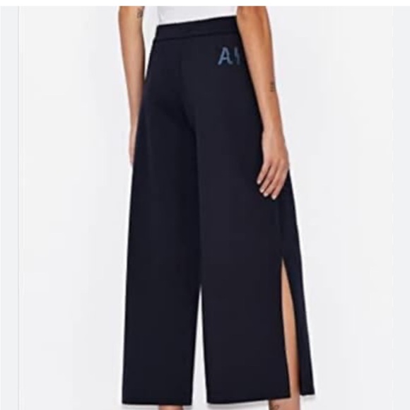 A/X Armani Exchange Pants - A/ X Armani Exchange Navy Blue Wide-Leg Slide-Bottom Lounge Pants Women’s Size S